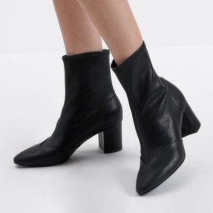 Charles & Keith Block Heel Ankle Boots Black